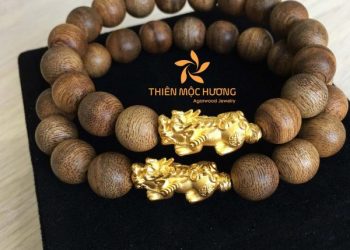 Vòng-tay-Trầm-Hương-Tỳ-Hưu-vàng